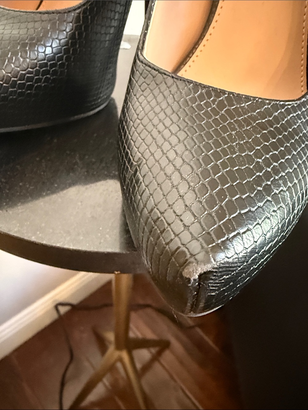 BCBG Generation Black Aligator Pointed Pump - Picture 6 of 9